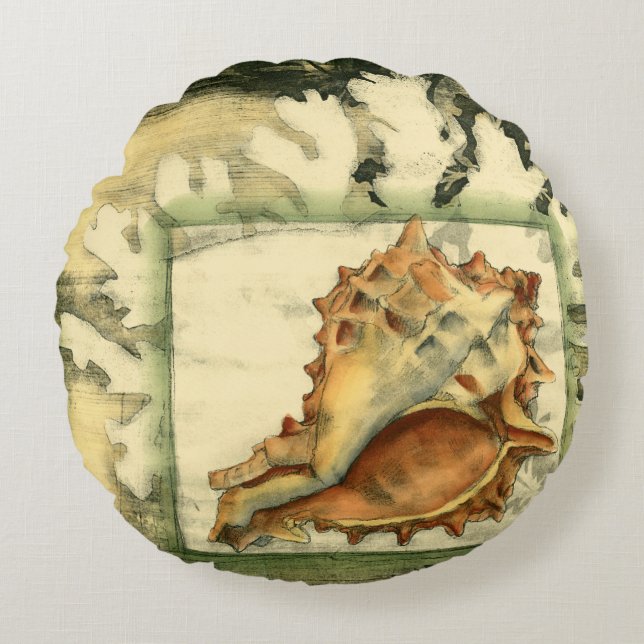 Silhouette Conch Muschel Rundes Kissen (Vorderseite)