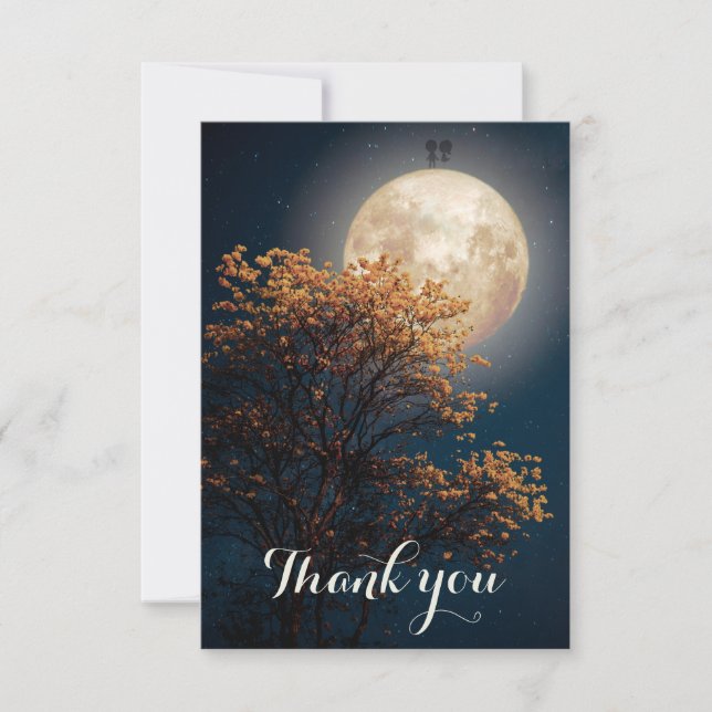Silhouette couple d'amour sur la carte de remercie (Devant)