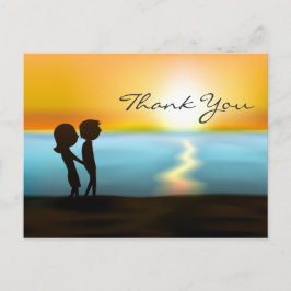 Silhouette Couple Sunset ~ Sunrise Beach Danke Postkarte