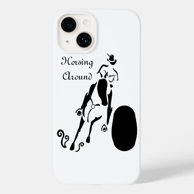 Silhouette Cowgirl Barrel Racing Case-Mate iPhone 14 Hülle (Rückseite)