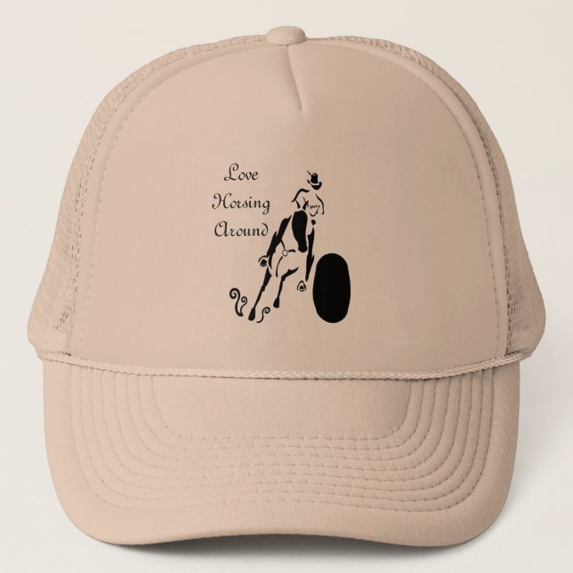 Silhouette Cowgirl Barrel Racing Truckerkappe (Vorderseite)