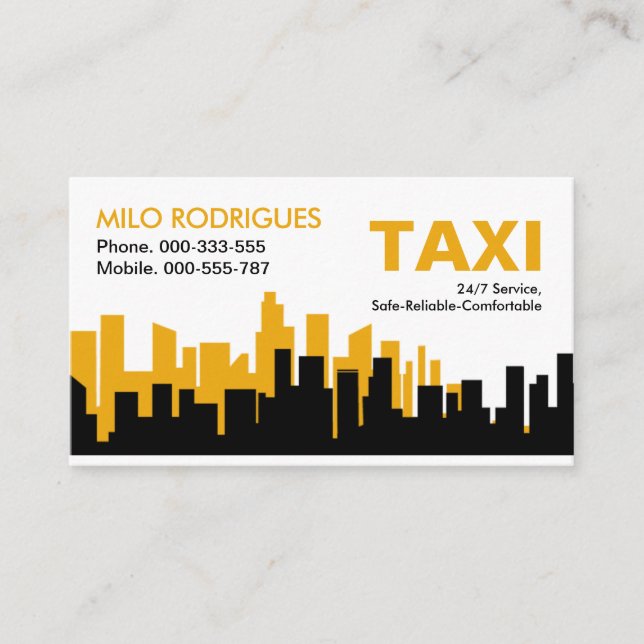 Silhouette Creative Yellow Gebäude Taxi Visitenkarte (Vorderseite)