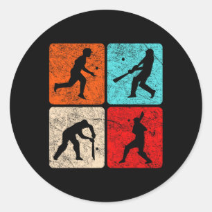 Silhouette Cricketspieler T Wicket Stumps Ils Tti Runder Aufkleber