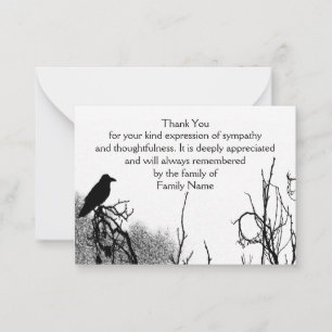 Silhouette-Crow Danke-Karte Mitteilungskarte
