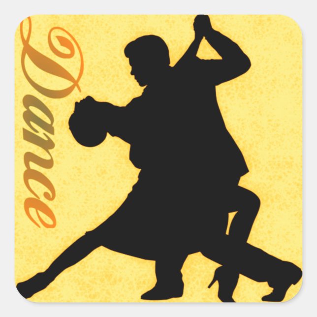 Silhouette Dancing Couple Quadratischer Aufkleber (Vorderseite)