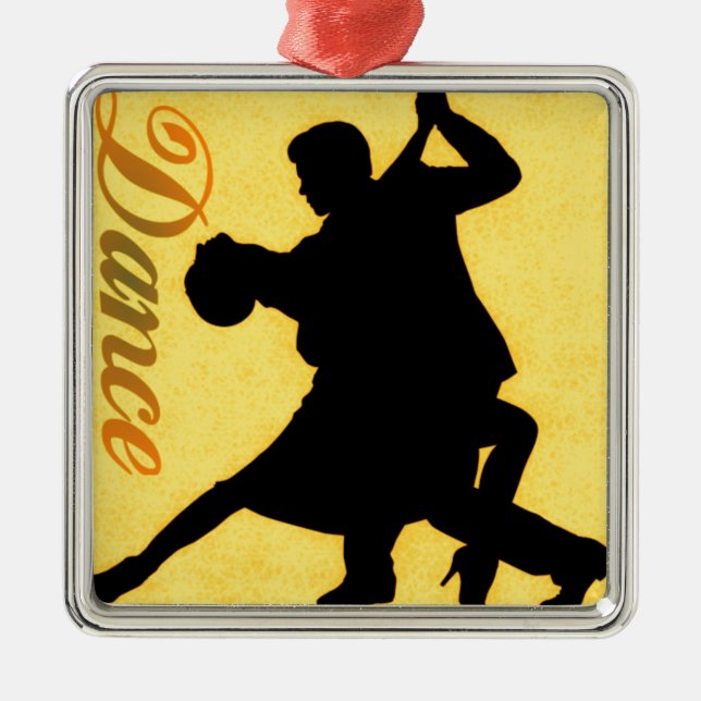 Silhouette Dancing Couple Silbernes Ornament (Vorne)