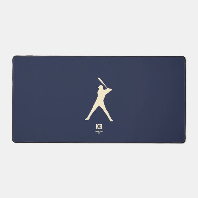 Silhouette de baseball moderne Monogramme bleu fon (Recto)