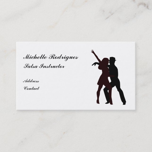 Silhouette de carte de visite de danseurs de Salsa (Devant)