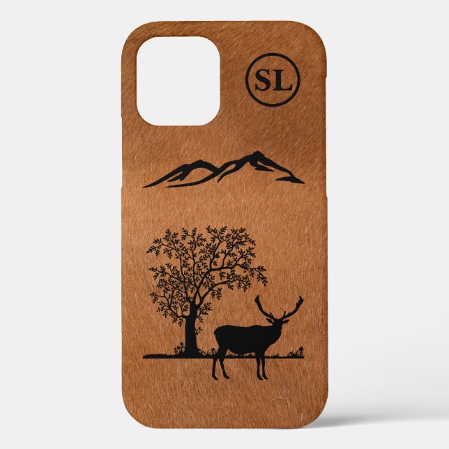 Silhouette de cerf personnalisé iPhone 12 Coque Ap (Verso)