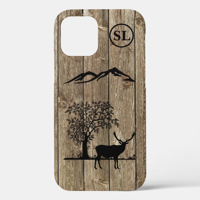 Silhouette de cerf personnalisé iPhone 12 Coque Ap (Verso)