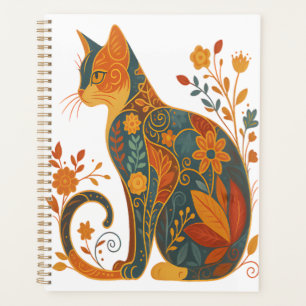 Silhouette de chat floral - Botanique vintage colo