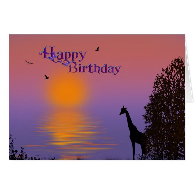 silhouette de girafe anniversaire (Devant horizontal)