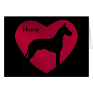Silhouette de great dane au coeur rouge