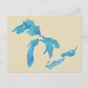 Silhouette de la carte des Grands Lacs en aquarell