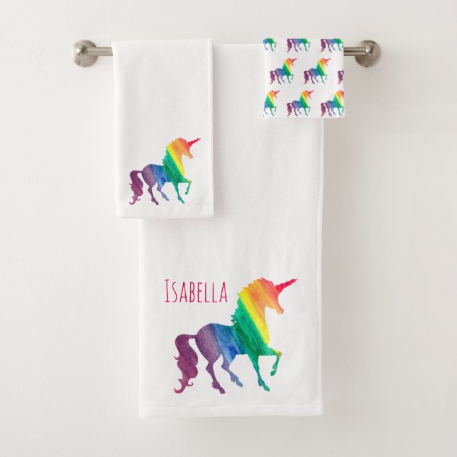 Silhouette de licorne d'arc-en-ciel d'aquarelle (En situation)