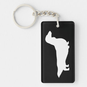 Silhouette de Long Haid Dachshund - Blanc