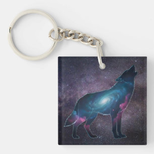Silhouette de loup hurlant galactique