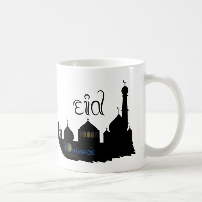Silhouette de mosquée d'Eid Mubarak - tasse (Droite)