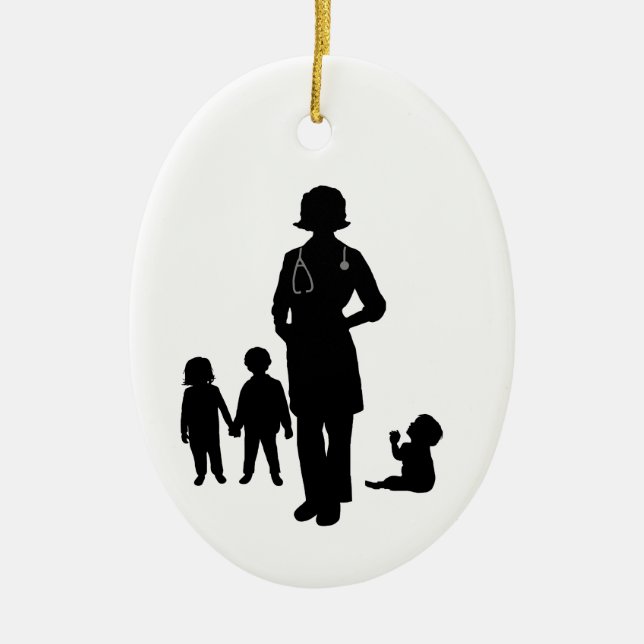 Silhouette de pédiatre féminine avec ornement pour (Devant)