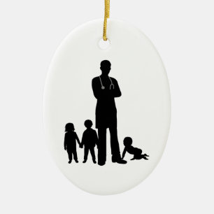 Silhouette de pédiatre masculin avec ornement pour
