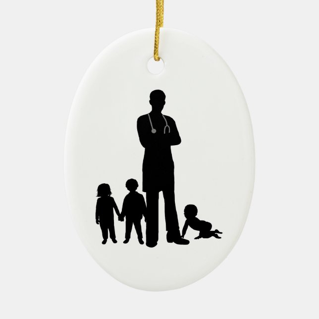 Silhouette de pédiatre masculin avec ornement pour (Devant)