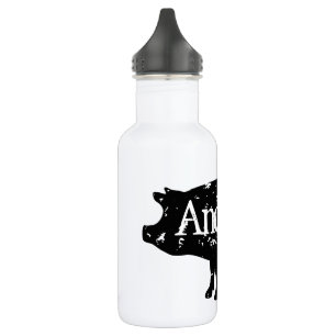 silhouette de porc vintage bouteille d'eau d'acier