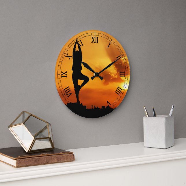 Silhouette de yoga - Horloge personnalisée (Bureau)