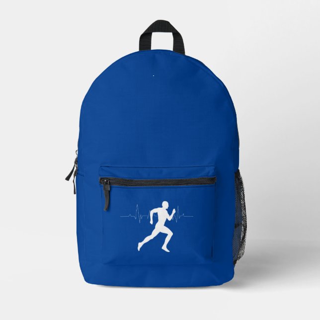 Silhouette Deep Blue Running Runners Bedruckter Rucksack (Vorderseite)