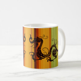 Silhouette der asiatischen Stammesdrachen Kaffeetasse