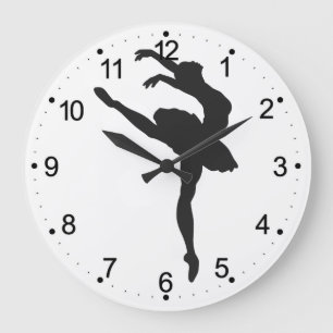 Silhouette der Ballerina Große Wanduhr