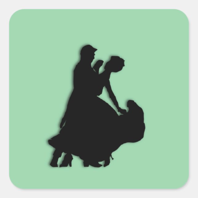 Silhouette der Ballroom Dancers Quadratischer Aufkleber (Vorderseite)