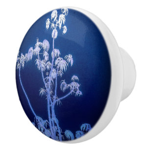 Silhouette der Bäume in der Keramik Royal Blues Pu Keramikknauf