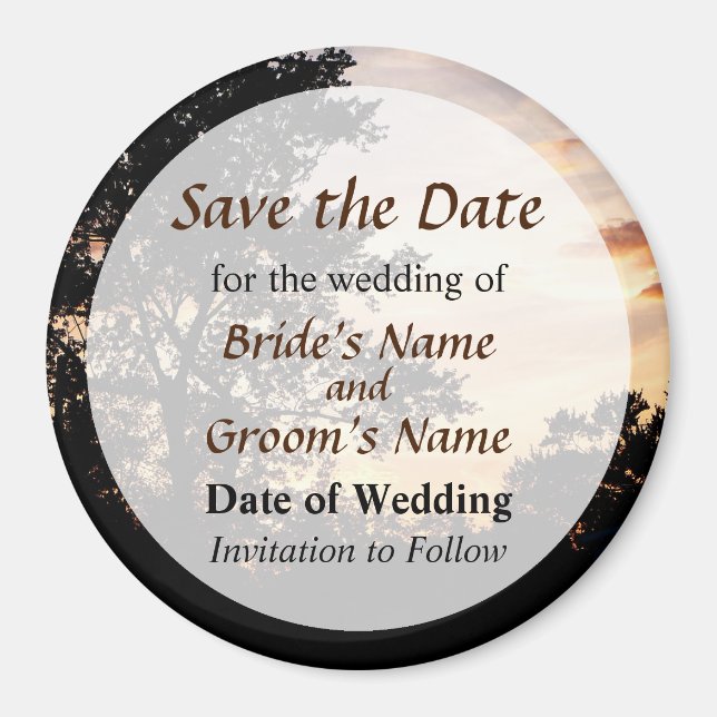Silhouette der Bäume Save the Date Magnet (Vorne)