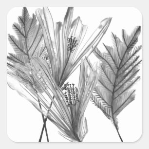 Silhouette der Blume - Grau Quadratischer Aufkleber