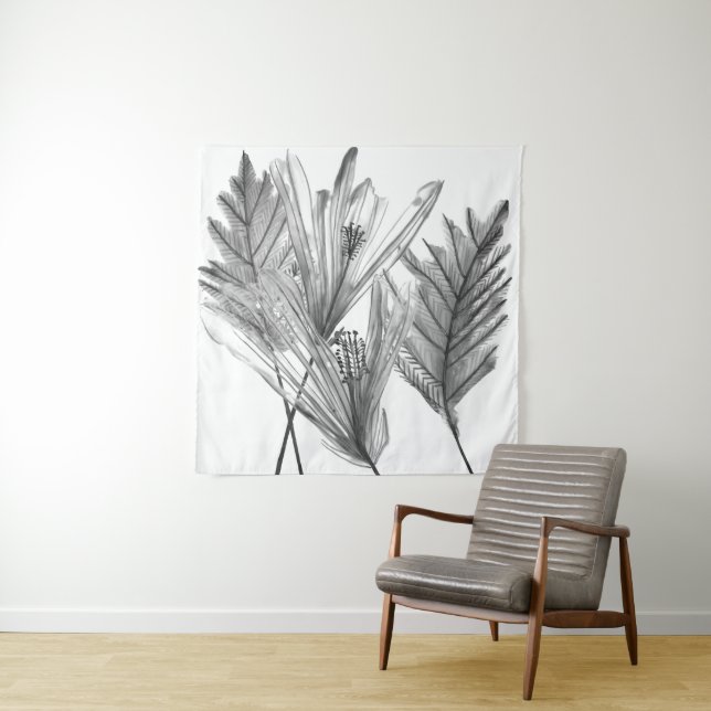 Silhouette der Blume - Grau Wandteppich (Beispiel)