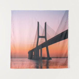 Silhouette DER BRÜCKE UNTER KLAREM LUG Wandteppich