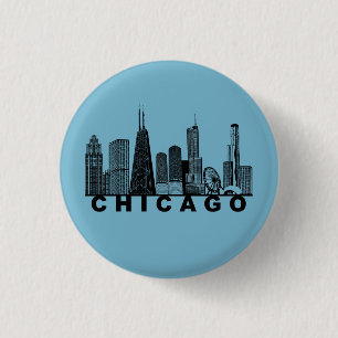 Silhouette der Chicago-Skyline Button