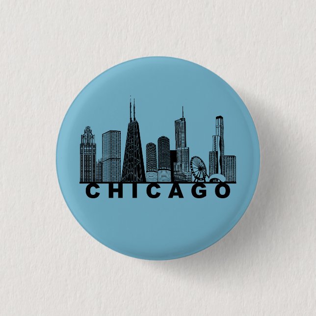 Silhouette der Chicago-Skyline  Button (Vorderseite)