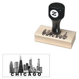 Silhouette der Chicago-Skyline Gummistempel