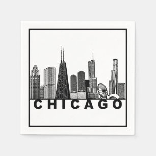 Silhouette der Chicago-Skyline Serviette