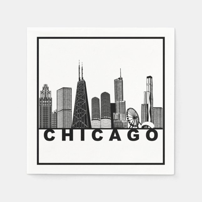 Silhouette der Chicago-Skyline  Serviette (Vorderseite)