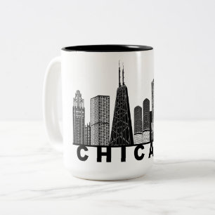 Silhouette der Chicago-Skyline Zweifarbige Tasse