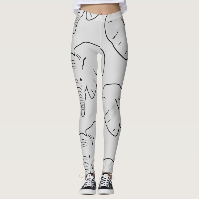 Silhouette der Elefanten Leggings (Vorderseite)