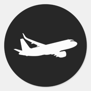 Silhouette der Flugzeugbesatzung mit schwarzem Dek Runder Aufkleber