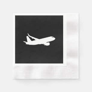 Silhouette der Flugzeugbesatzung mit schwarzem Dek Serviette