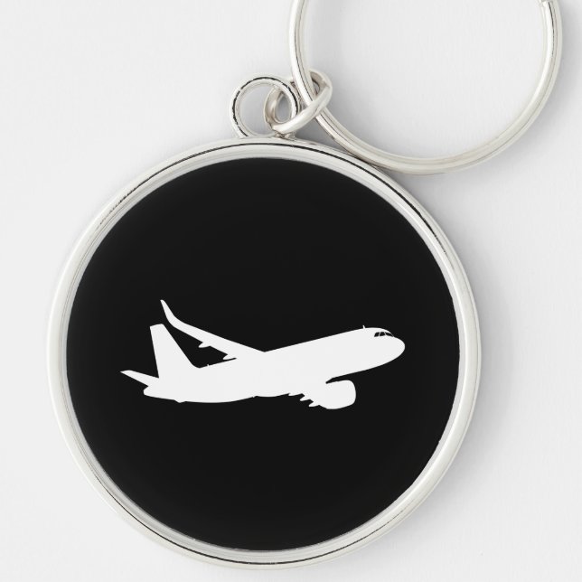 Silhouette der Flugzeugjet-Liner mit schwarzer Dec Schlüsselanhänger (Vorne)