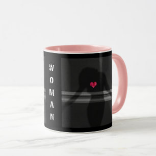 Silhouette der Frau, Blume Hearth & Liebe Tasse