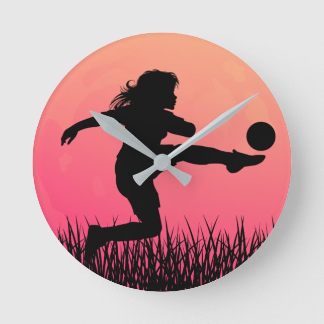 Silhouette der Fußball Runde Wanduhr (Vorderseite)
