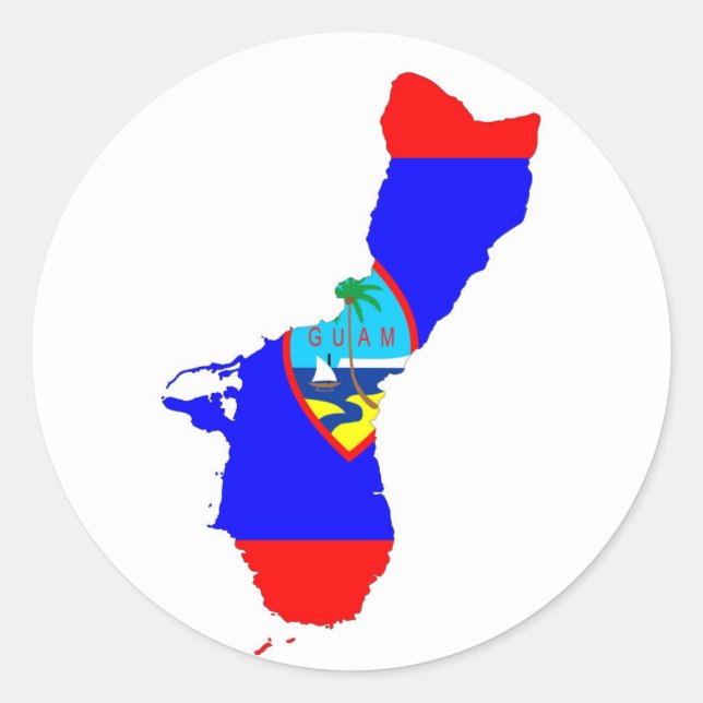 Silhouette der Guam-Länderflagge Runder Aufkleber (Vorderseite)