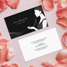 Silhouette der Hübschen Frau mit dem langen schwar Visitenkarte